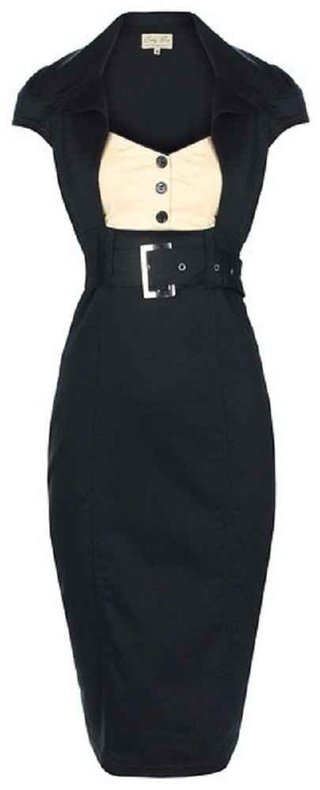 Vestido estilo pin-up negro y beige Lindy Bop