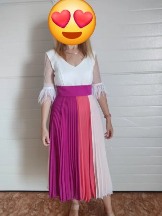 Vestido midi tricolor de fiesta/invitada