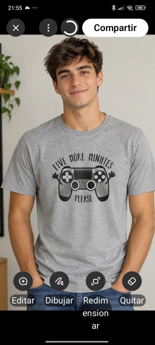 Camiseta Gris Estampado Mando Gaming