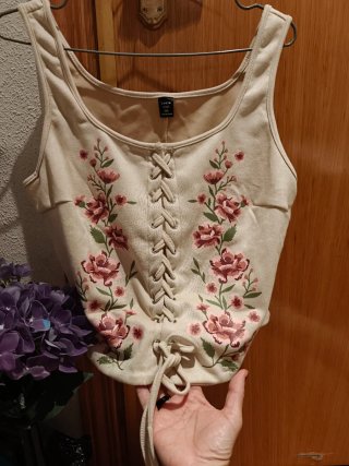 Top Chaleco Shein Beige Talla M