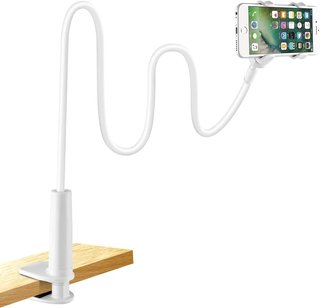 Soporte Móvil Cuello Flexible con Pinza Blanco