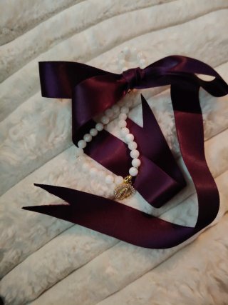 Collar y pulsera fallera Virgen y Lazo Berenjena