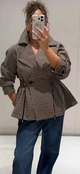 Trench Corto Cuadros Zara tallas S y L