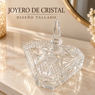Joyero de Cristal Tallado con Tapa