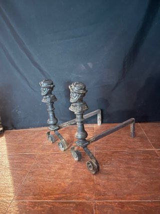 Morillos para chimenea de hierro vintage