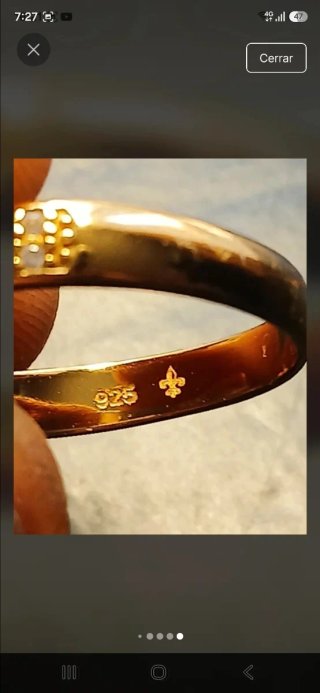 Anillo de Plata de Ley 925 Dorada