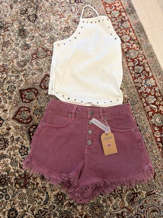 Conjunto noon blanco y morado