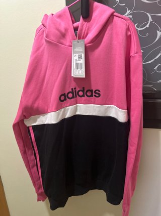 Sudadera Adidas con Capucha Rosa y Negra niña XL