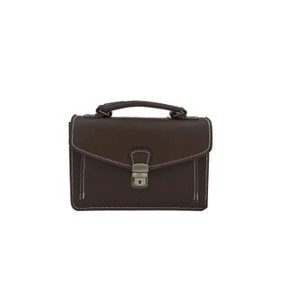 Bolso maletín piel lisa 24x17 cm marrón oscuro