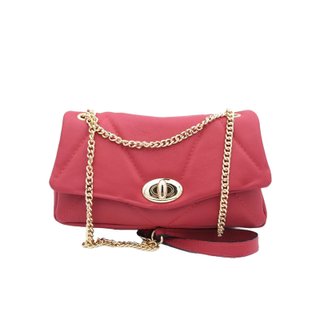 Bolso hombro piel rojo 25x14 cm cadena cruzado