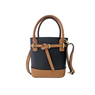 Bolso cubo bicolor piel con lazo
