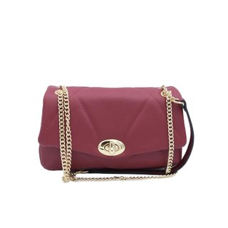 Bolso hombro piel auténtica 25x14 cm burdeos