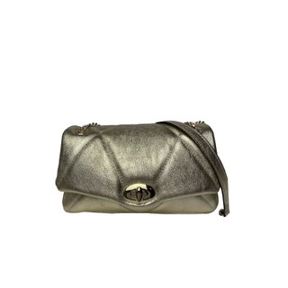 Bolso hombro piel oro acolchado cadena 25x14cm