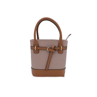 Bolso cubo bicolor piel rosa con lazo