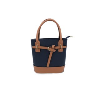 Bolso cubo bicolor de piel azul