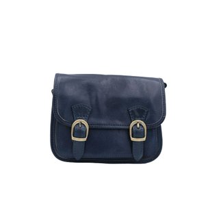 Bolso bandolera piel cartero 21x16 azul cruzado