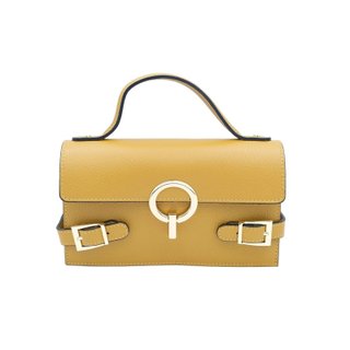 Bolso cartera piel mostaza con correa