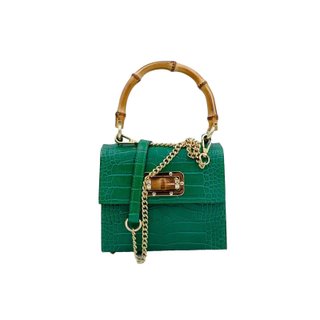 Bolso de mano piel efecto coco asa bambú