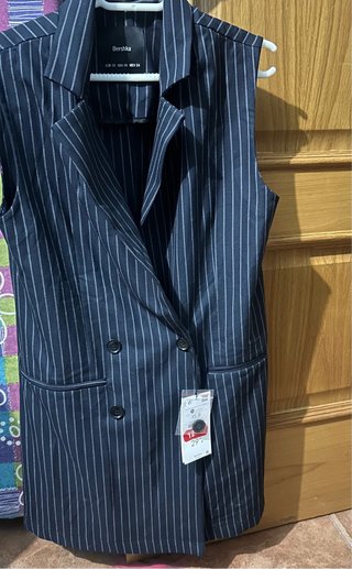 Vestido tipo blazer chaleco Bershka Azul marino