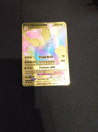 Carta Metálica Pokémon Charizard GX y Vmax