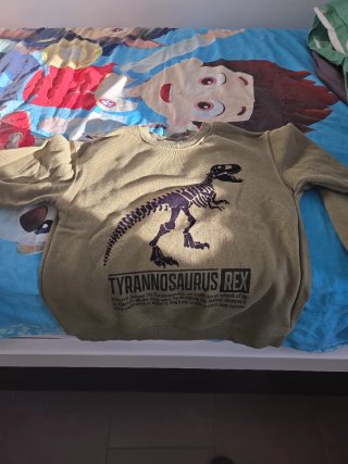 Sudadera Verde con Estampado de Dinosaurio