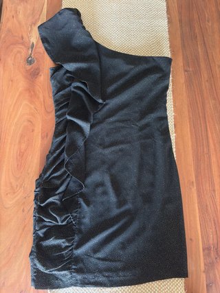 Vestido Fiesta Asimétrico Mango Negro Talla M
