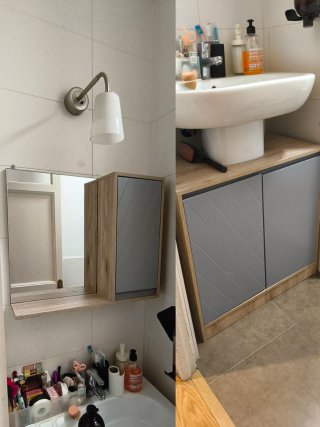 Mueble de Baño y Mueble Espejo Homcom