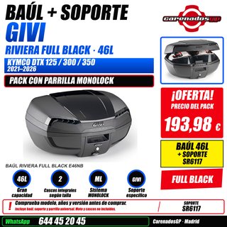 GIVI RIVIERA 46L + SOPORTE KYMCO DTX125/300/350