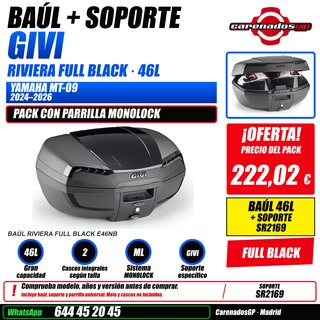 GIVI RIVIERA 46L + SOPORTE YAMAHA MT09 2024–2026
