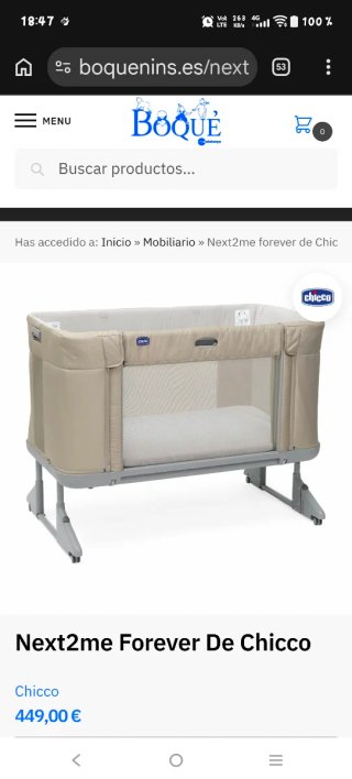 Cuna Colecho Chicco Next2Me Forever Beige