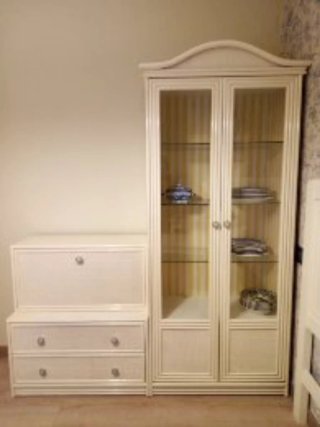 Mueble Vitrina y Cómoda Blanco
