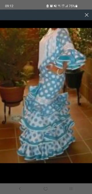 Traje de Flamenco Azul y Blanco
