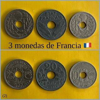 3 Monedas Antiguas de Francia