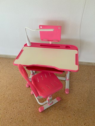 Escritorio Infantil con Silla y Lámpara, 6+ años