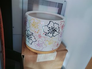 Jarrón Ancho Grande con Estampado Floral