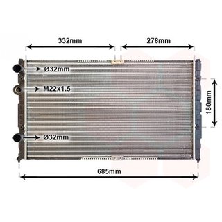 Radiador para Volkswagen CADDY II 1996, POLO 1994 y POLO 1999