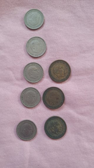 Lote de 7 monedas de 5 pesetas de Franco