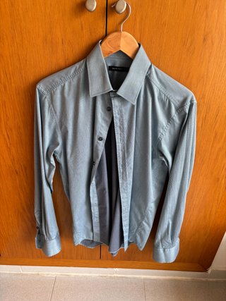 Camisa Selected Hombre Azul Satinado!