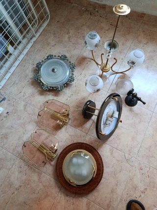 Lote de 7 Lámparas y Apliques Vintage
