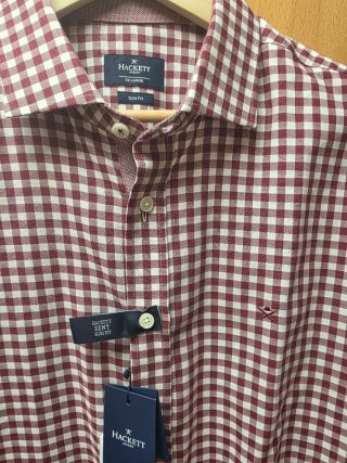 Camisa Hackett Cuadros Roja y Blanca XXL
