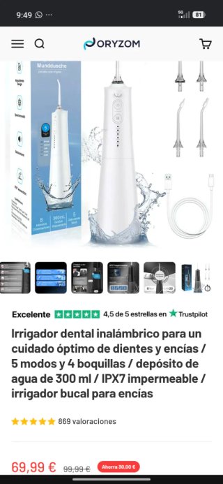 Irrigador Dental Inalámbrico Oryzom