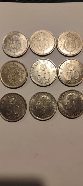 Lote de 8 Monedas de 50 Pesetas