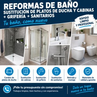 Manitas , platos de ducha , griferia y sanitarios
