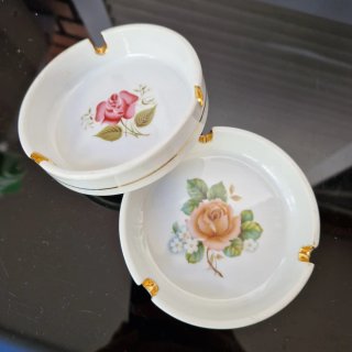 2 ceniceros de flores vintage 80 porcelana rosas