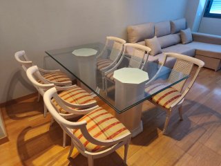 Mesa de Comedor con Cristal y 8 Sillas a juego