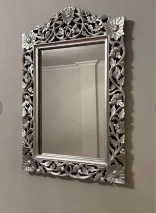 Espejo de Pared con Marco de Madera Plateado