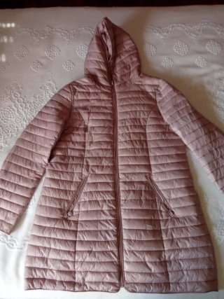 Chaqueta larga acolchada rosa