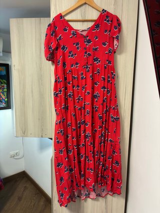 Vestido largo rojo estampado Fórmula Joven