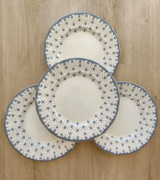 4 Platos Llanos La Cartuja Flor de Lis Azul