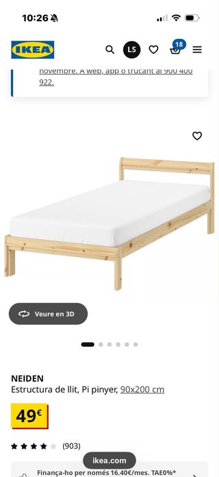 Estructura de cama Neiden Ikea 90x200